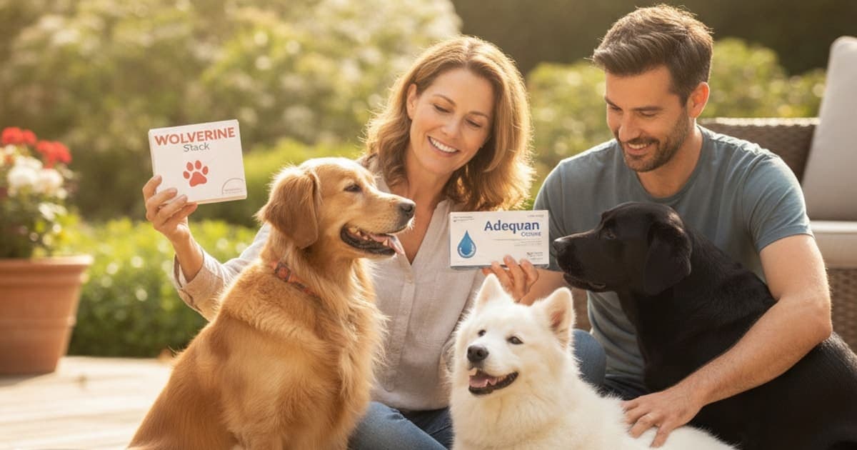 A dog being cared for at home, illustrating wolverine stack cost vs adequan (2026) for dogs
