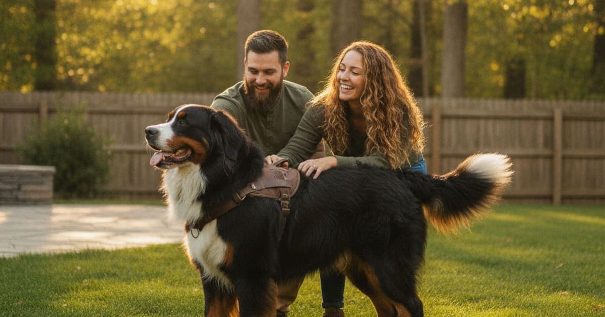 A dog being cared for at home, illustrating wolverine stack dose for giant breeds