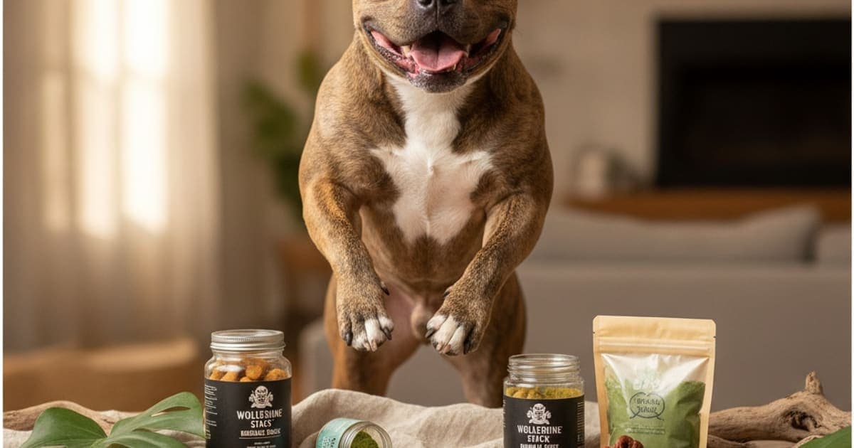 A dog being cared for at home, illustrating wolverine stack double dose for dogs: more isn't better