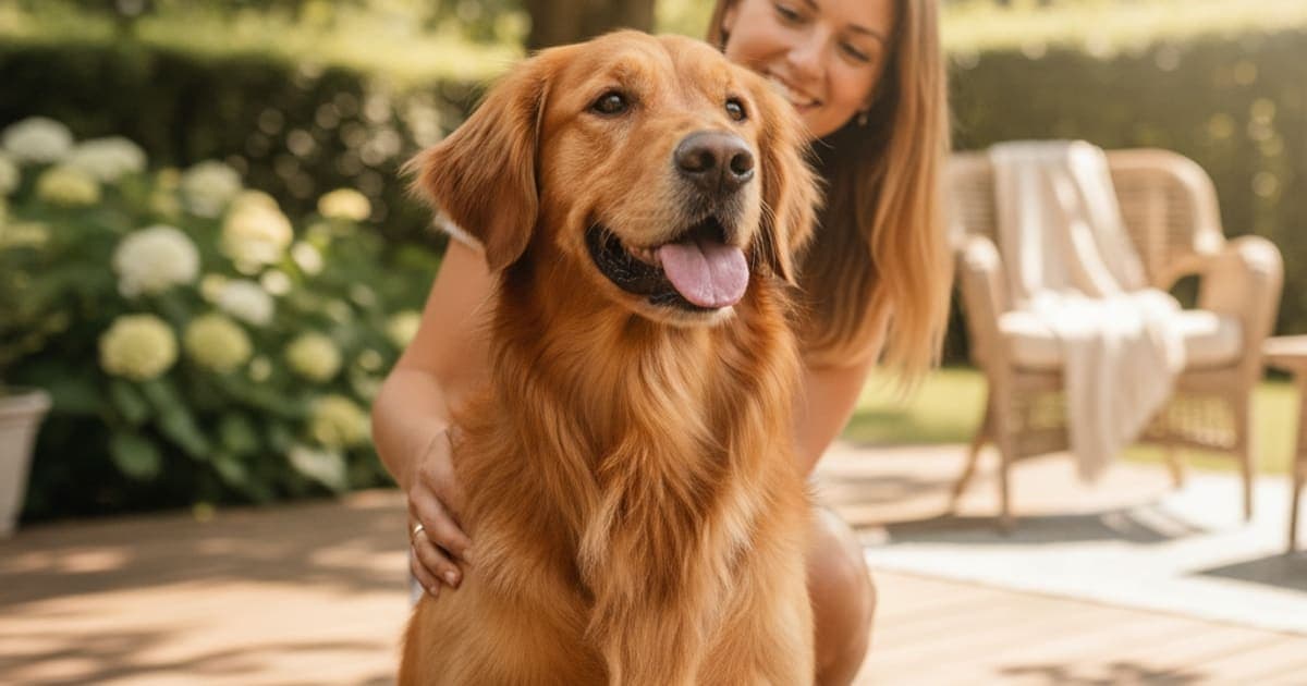 A dog being cared for at home, illustrating does the wolverine stack help a dog with bursitis