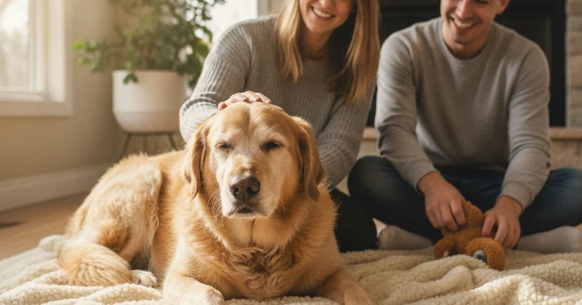 A dog being cared for at home, illustrating the wolverine stack for chronic pain in dogs: does it work