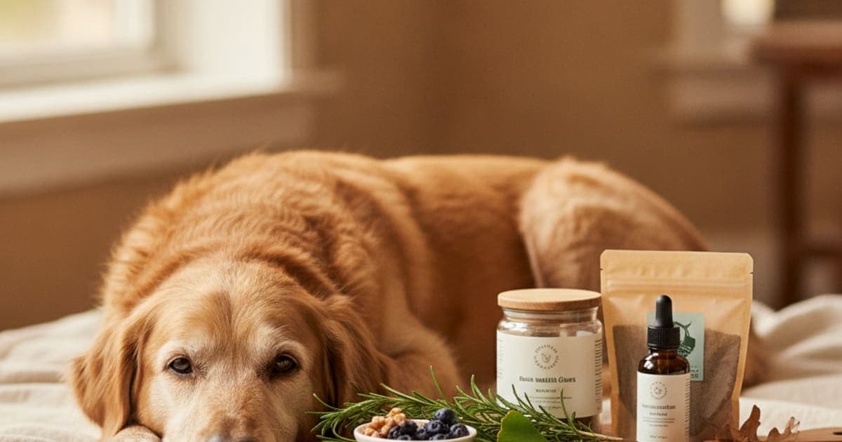 A dog being cared for at home, illustrating wolverine stack for cognitive decline in dogs: explained