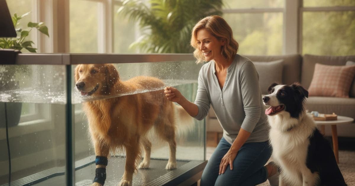 A dog being cared for at home, illustrating the wolverine stack for dog cruciate surgery recovery