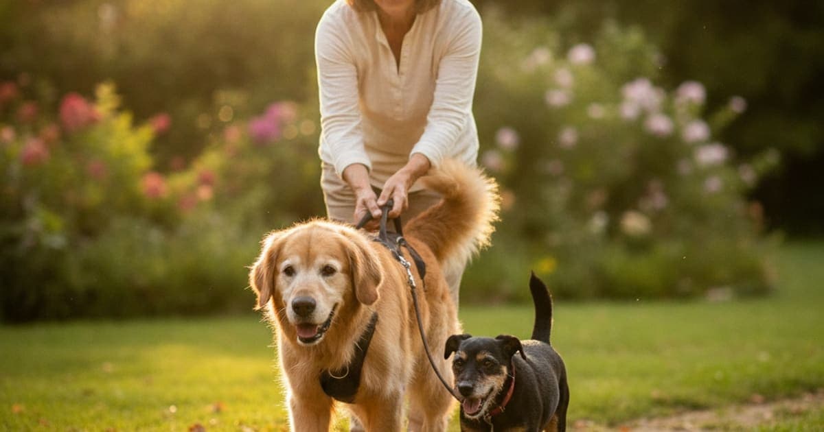 A dog being cared for at home, illustrating wolverine stack for degenerative myelopathy in dogs