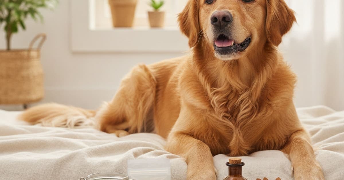 A dog being cared for at home, illustrating the wolverine stack for dog disc herniation, explained