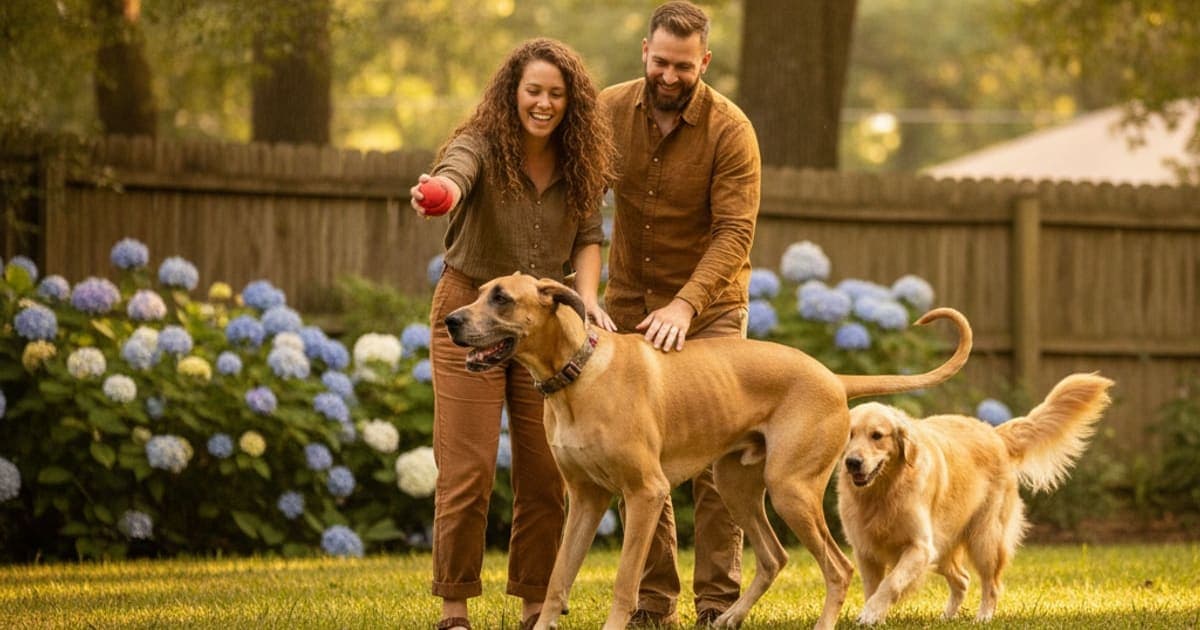 A dog being cared for at home, illustrating the wolverine stack for giant breed dogs: what it is
