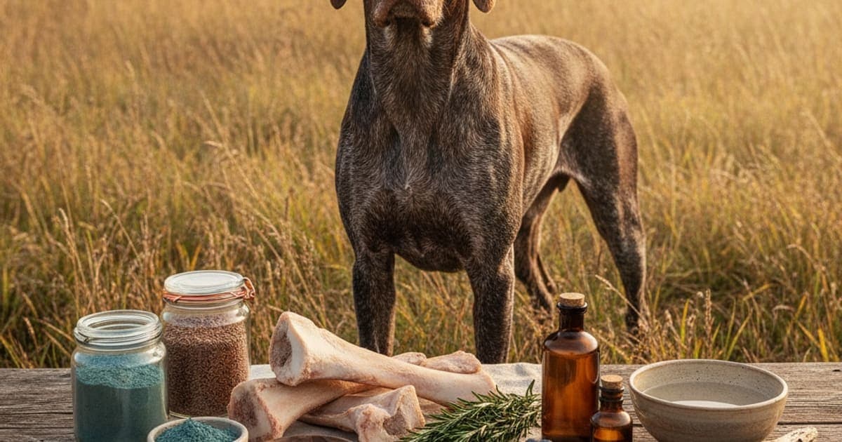 A dog being cared for at home, illustrating the wolverine stack for hunting dogs