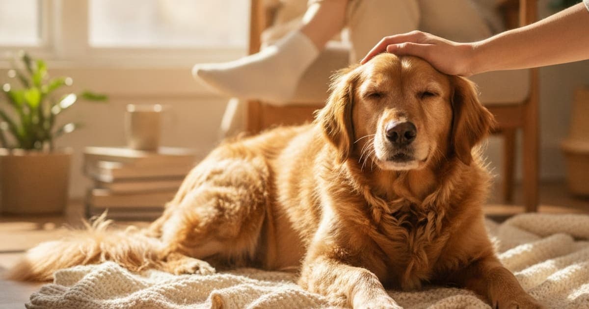 A dog being cared for at home, illustrating the wolverine stack for nerve damage in dogs: does it work