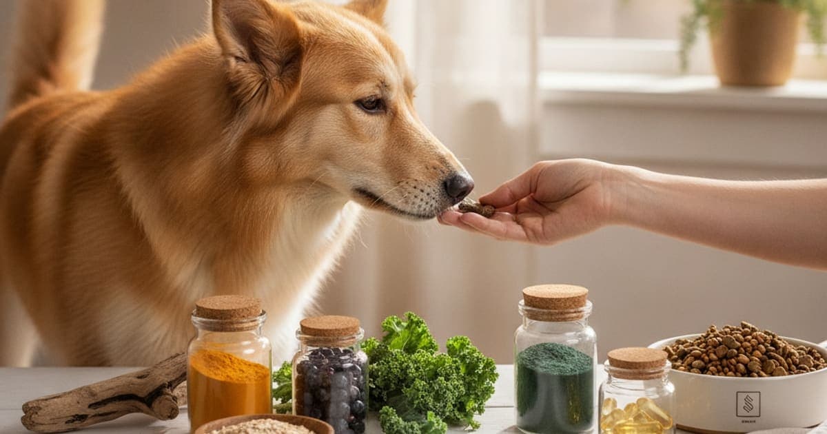 A dog being cared for at home, illustrating the wolverine stack for rescue dogs