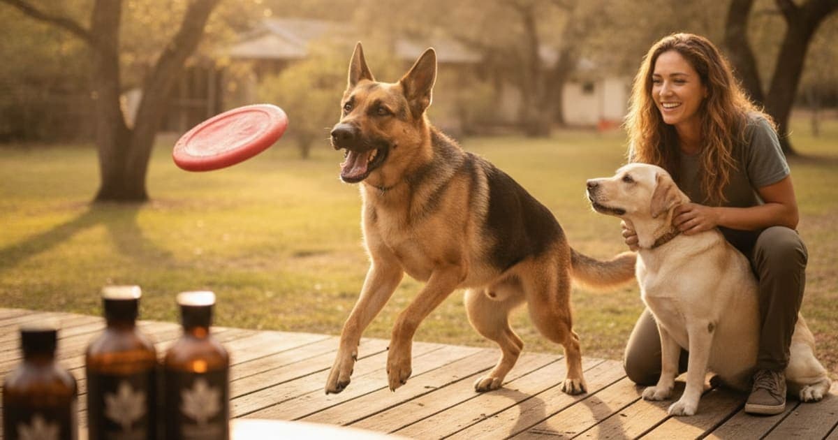 A dog being cared for at home, illustrating the wolverine stack maintenance protocol for dogs