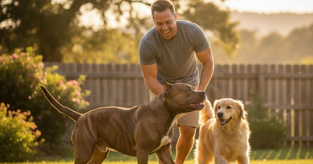 A dog being cared for at home, illustrating the wolverine stack results after 2 months for dogs
