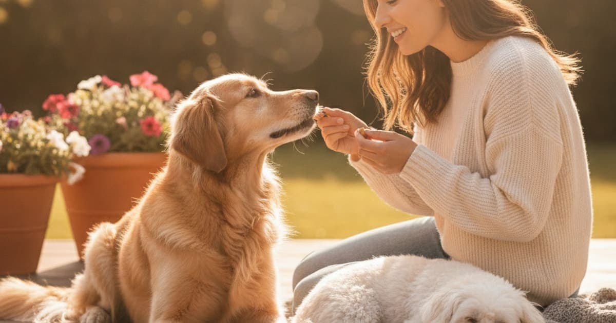A dog being cared for at home, illustrating the wolverine stack and nsaids for dogs: safety basics