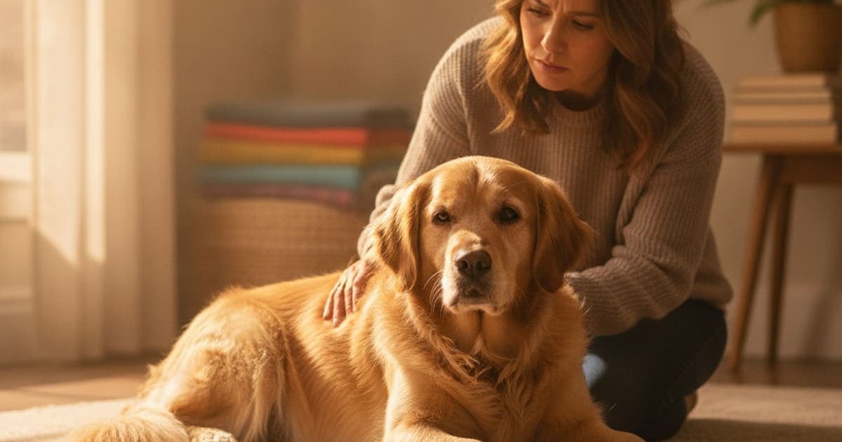 A dog being cared for at home, illustrating the wolverine stack: signs it has gone bad for dogs