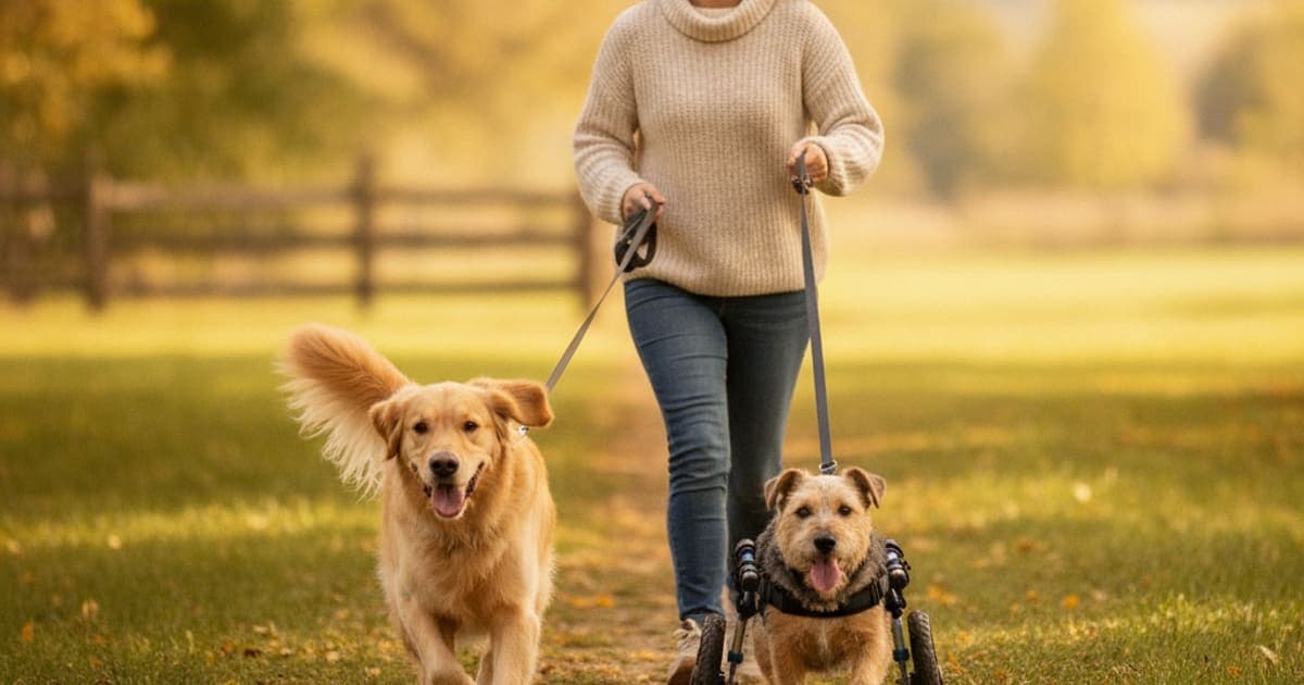 A dog being cared for at home, illustrating is the wolverine stack better than a dog wheelchair