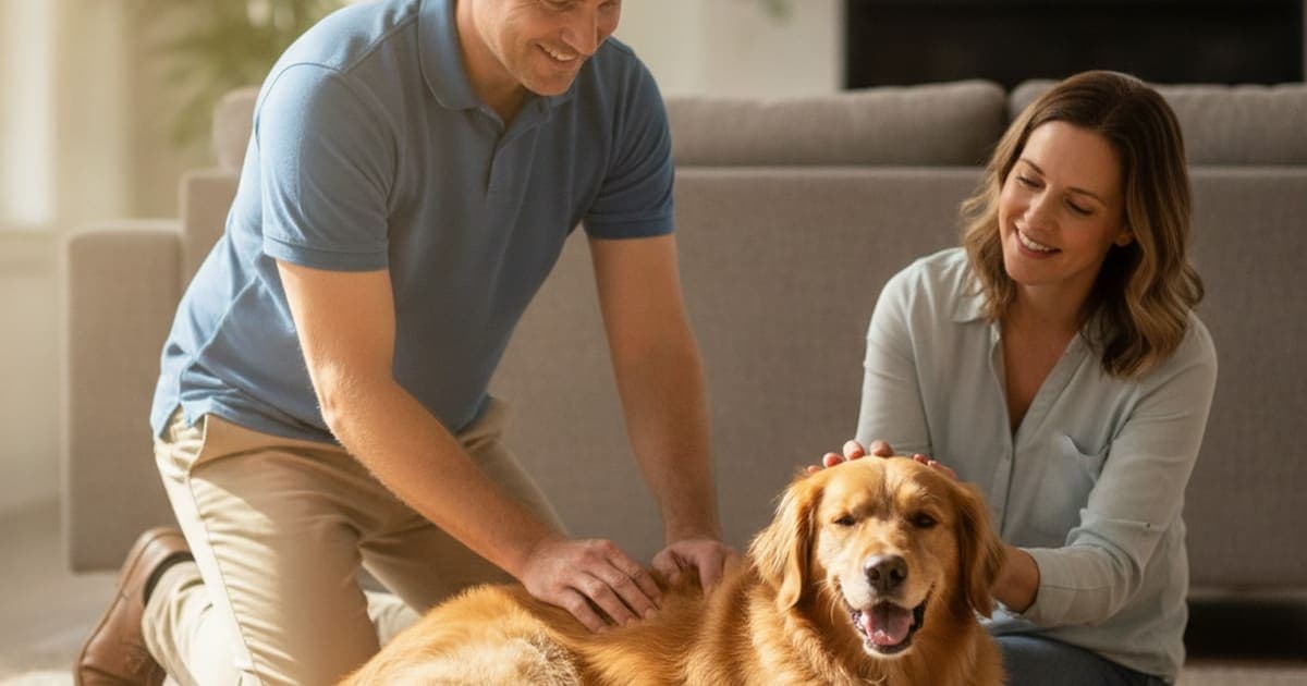 A dog being cared for at home, illustrating wolverine stack vs chiropractic care for dogs: compared