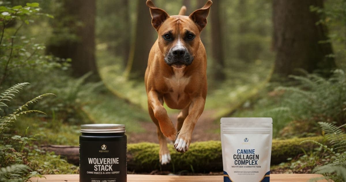 A dog being cared for at home, illustrating wolverine stack vs collagen for dogs