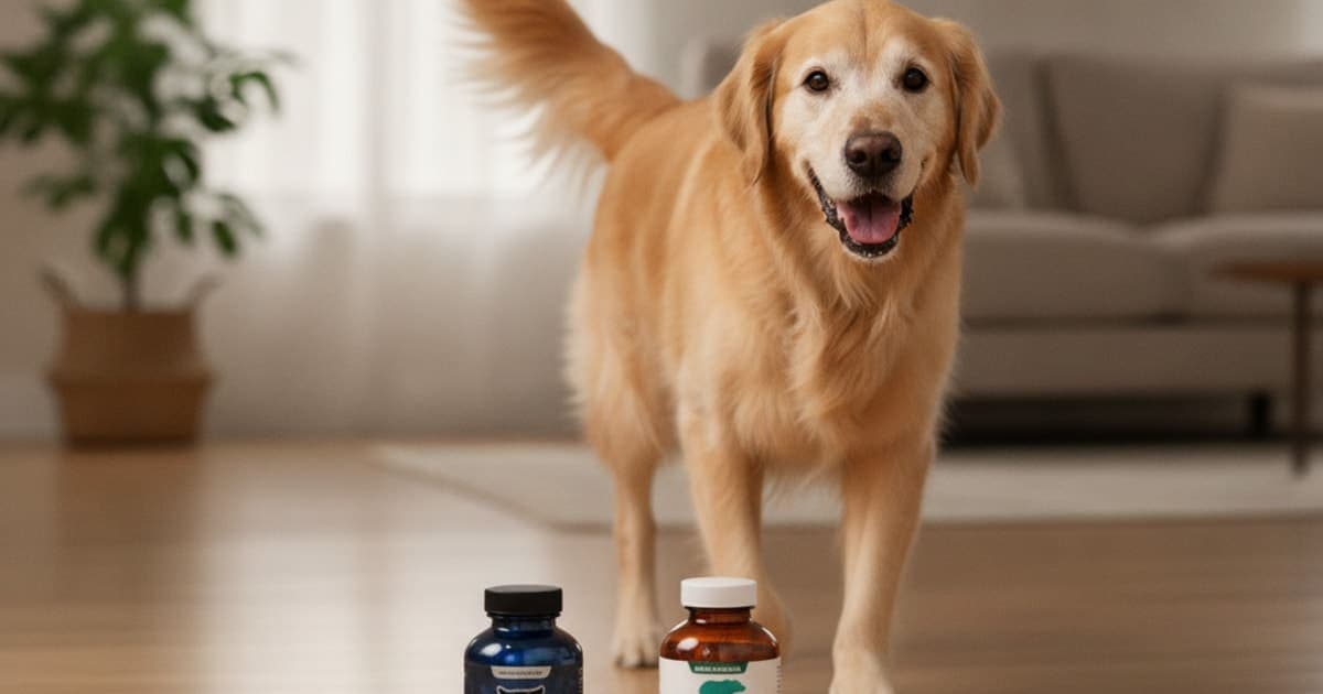A dog being cared for at home, illustrating wolverine stack vs grizzly joint aid for dogs