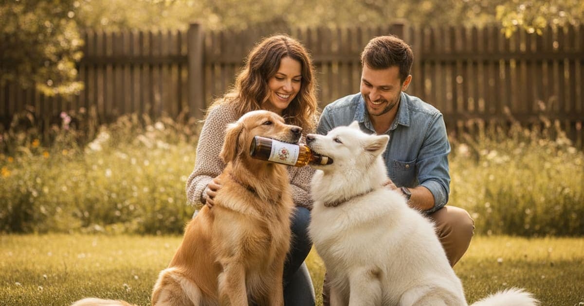 A dog being cared for at home, illustrating what is the best turkey tail supplement for dogs
