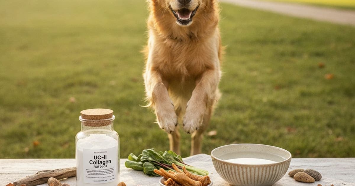 A dog being cared for at home, illustrating uc-ii collagen reviews: what to score before you buy