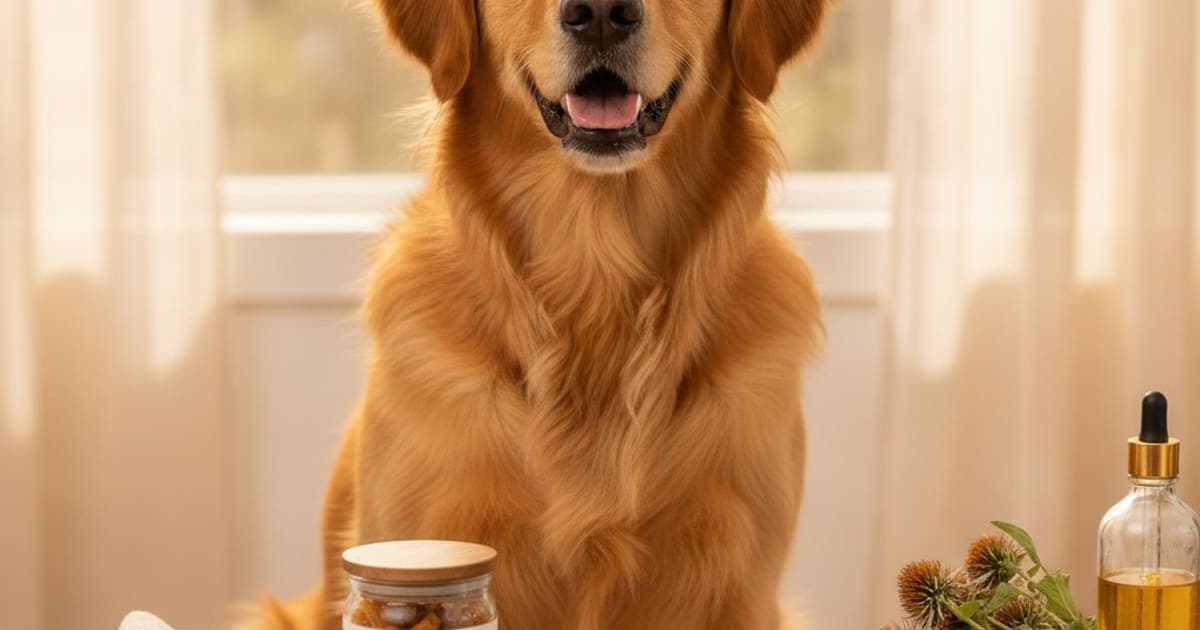 A dog being cared for at home, illustrating vitamins for dogs' immune system