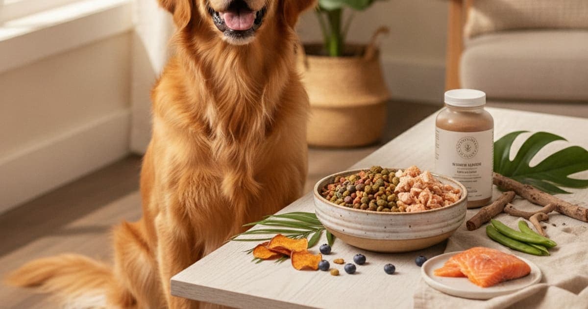 A dog being cared for at home, illustrating weight gaining supplements for dogs