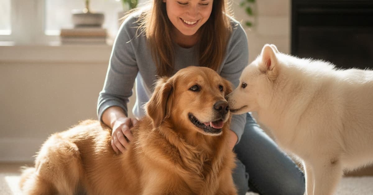 A dog being cared for at home, illustrating what are the first signs of cauda equina syndrome in dogs