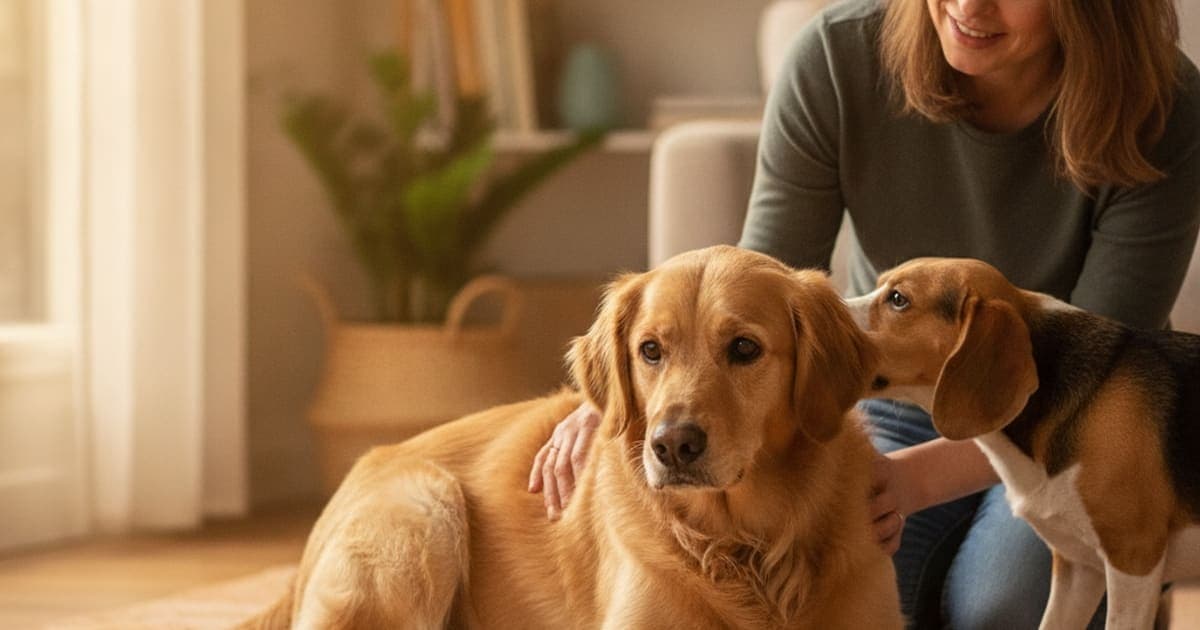 A dog being cared for at home, illustrating what are the first signs of chronic pain in dogs