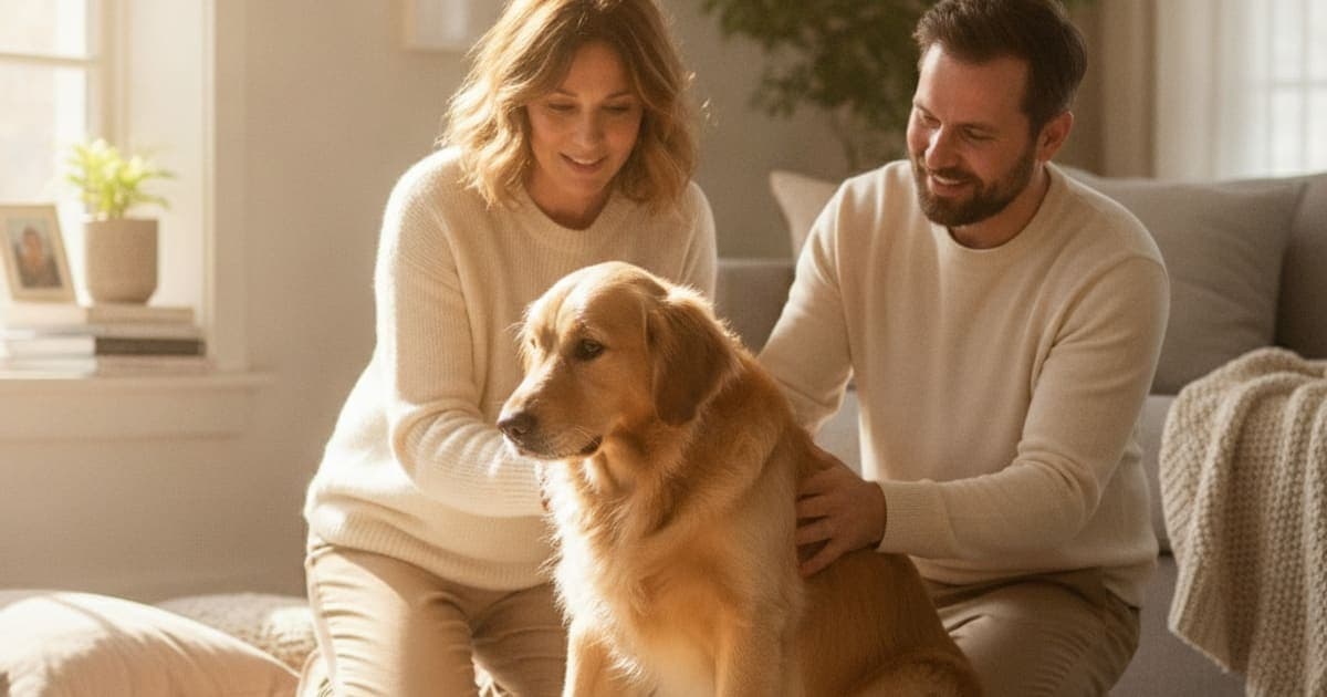A dog being cared for at home, illustrating what are the first signs of elbow arthritis in dogs