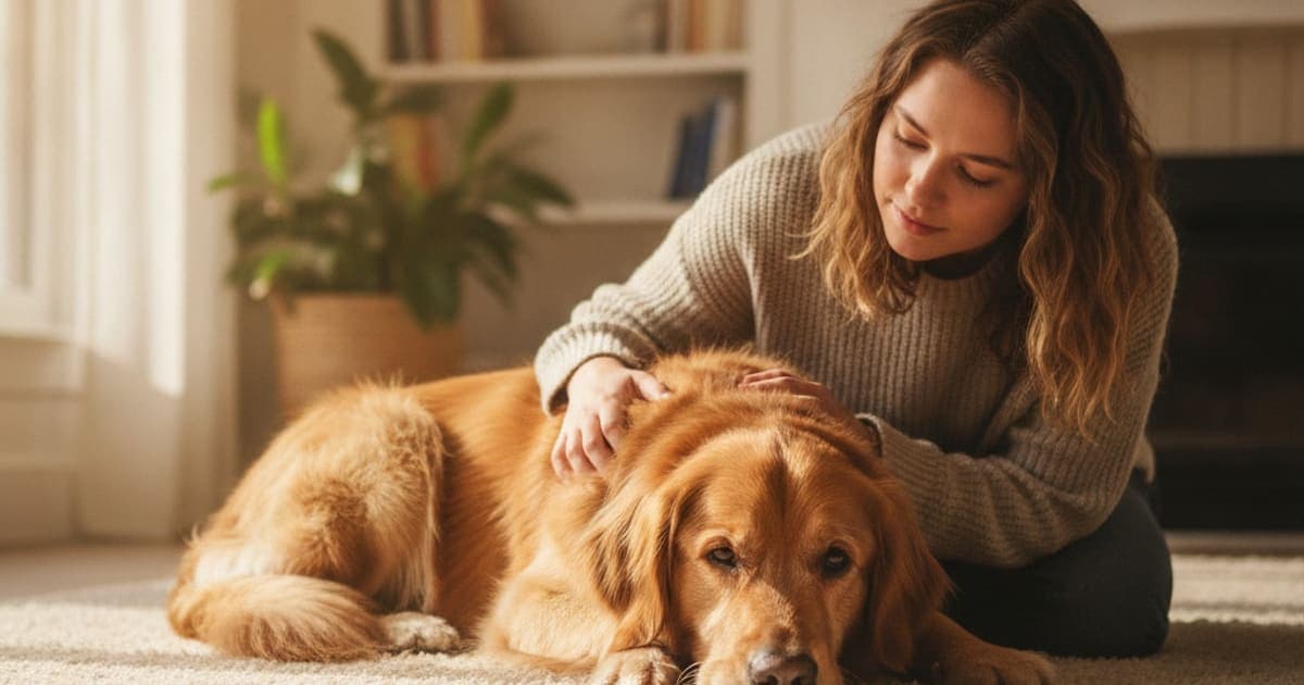 A dog being cared for at home, illustrating what are the first signs of gastritis in dogs? (early clues)