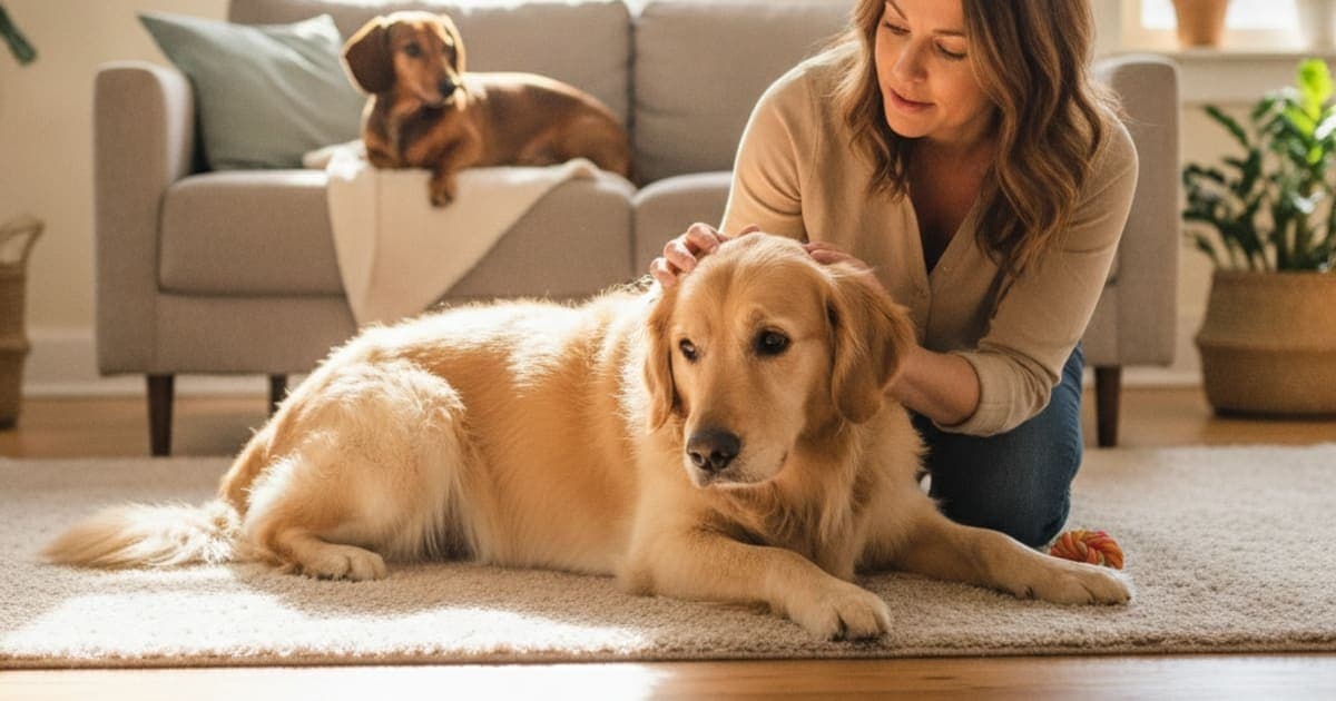 A dog being cared for at home, illustrating what are the first signs of ivdd in dogs? (early warning)