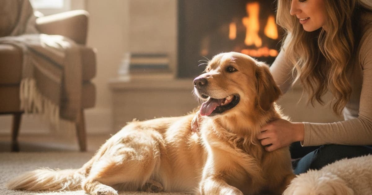 A dog being cared for at home, illustrating what are the first signs of shoulder ocd in dogs