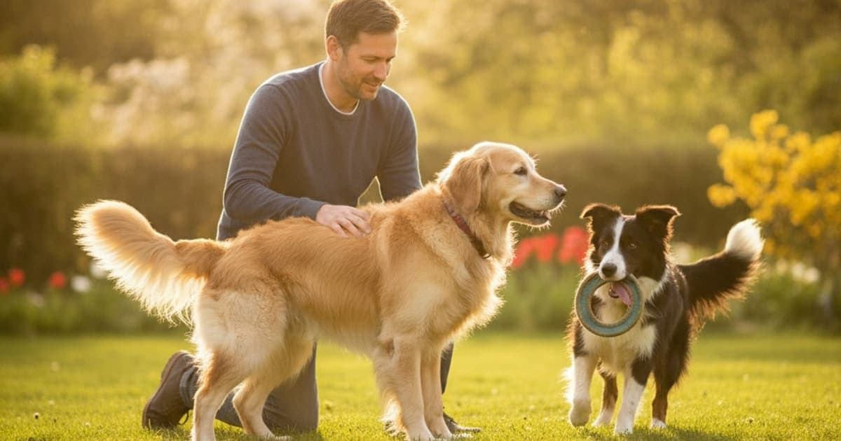 A dog being cared for at home, illustrating what are the first signs of tendonitis in dogs? (explained)