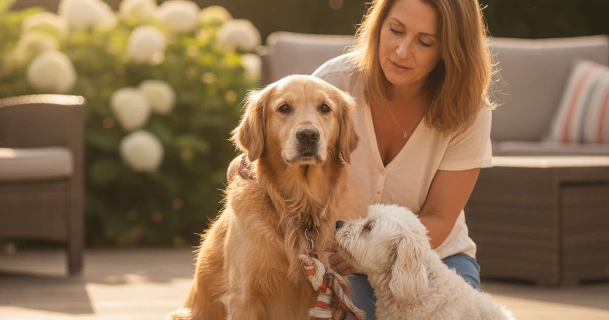 A dog being cared for at home, illustrating what are the first signs of vestibular disease in dogs