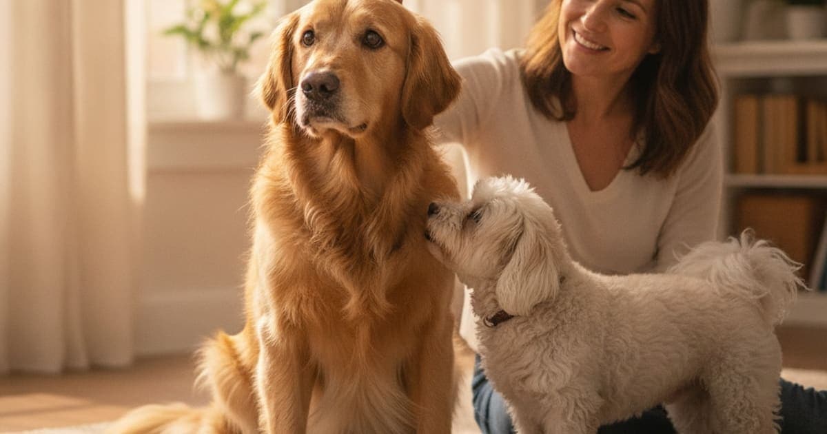 A dog being cared for at home, illustrating what are the side effects of the wolverine stack in dogs