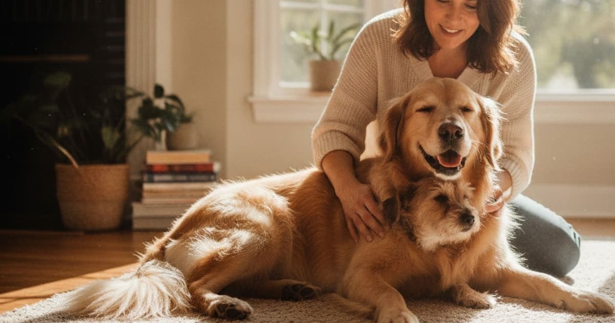 A dog being cared for at home, illustrating what can i do for my dog with joint pain? (at-home care)