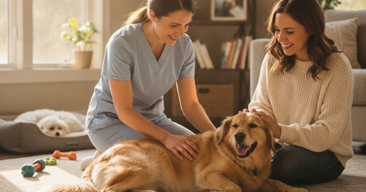 A dog being cared for at home, illustrating what can i give a dog that is bunny hopping? (causes)