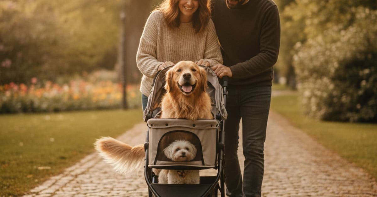 A dog being cared for at home, illustrating what can i give a dog that can't walk as far? (options)