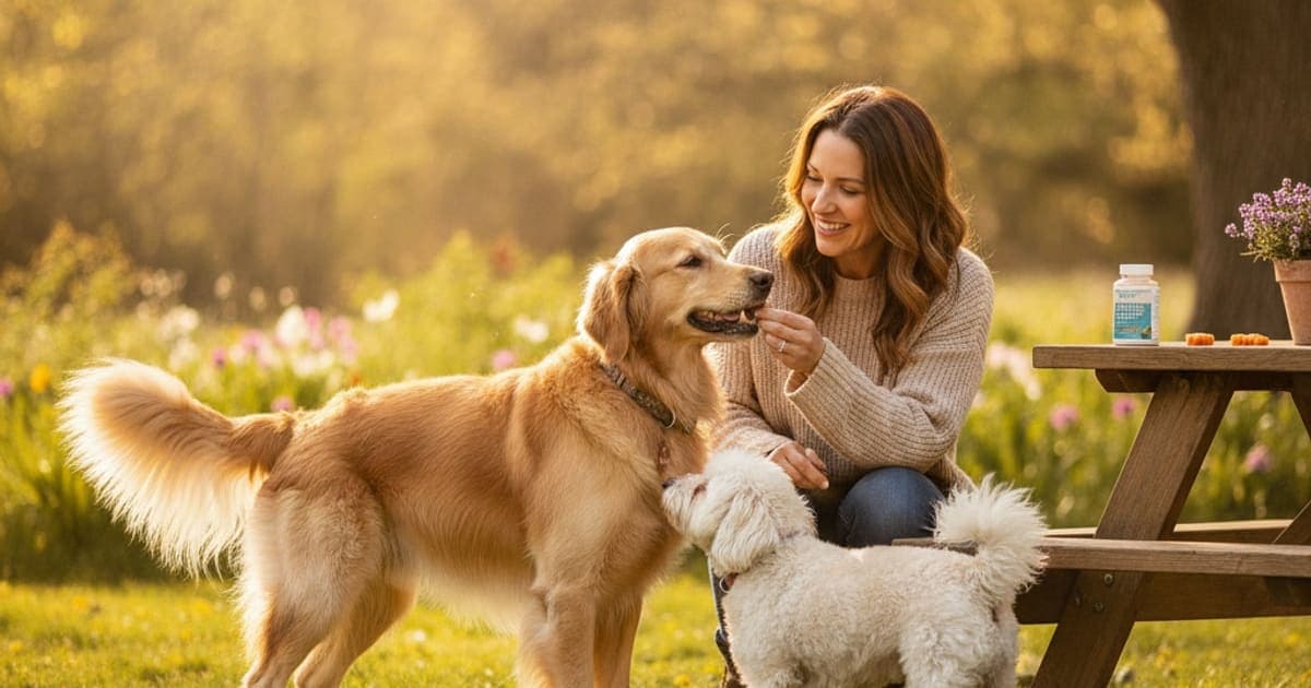 A dog being cared for at home, illustrating what can i give a dog with clicking or popping joints