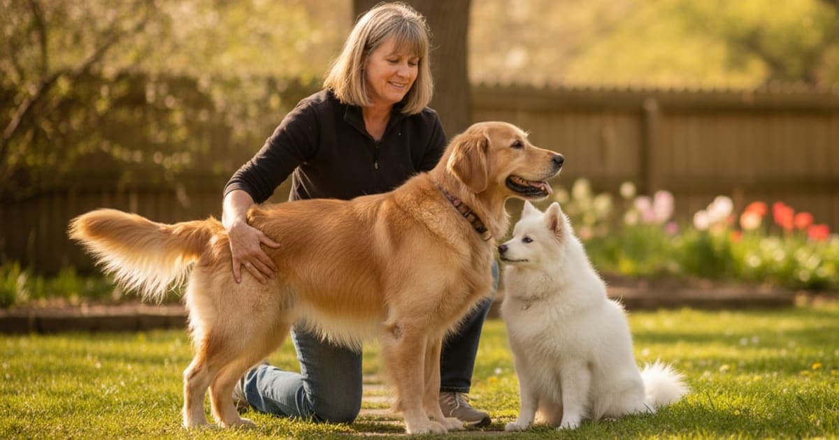 A dog being cared for at home, illustrating what can i give a dog with difficulty posturing to poop