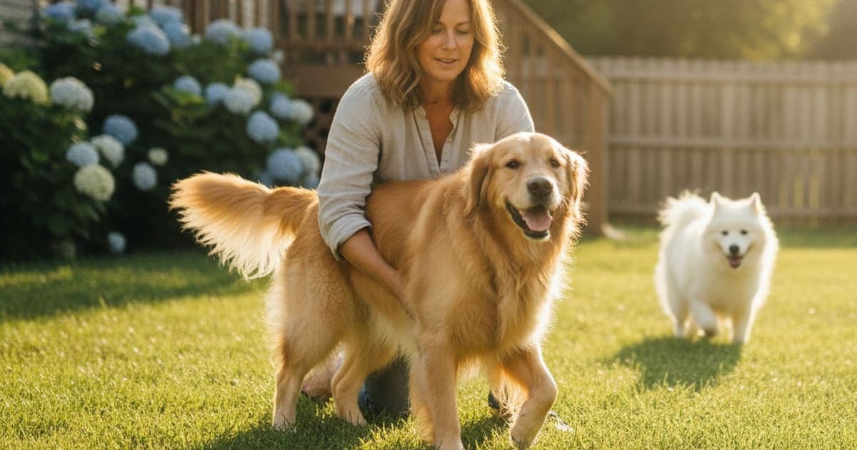 A dog being cared for at home, illustrating what can i give a dog that is dragging back paws