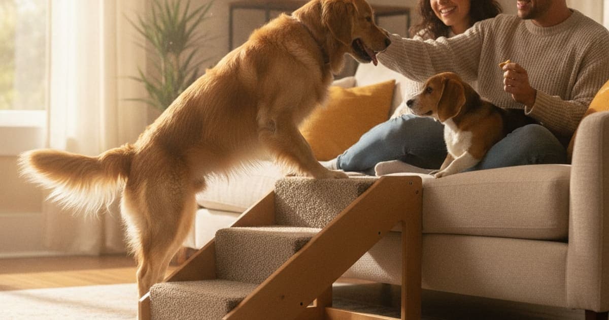 A dog being cared for at home, illustrating what can i give a dog reluctant to jump on the couch