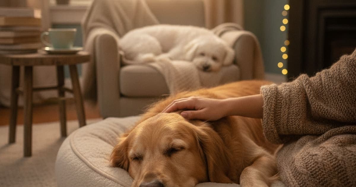 A dog being cared for at home, illustrating what can i give a dog that is restless at night