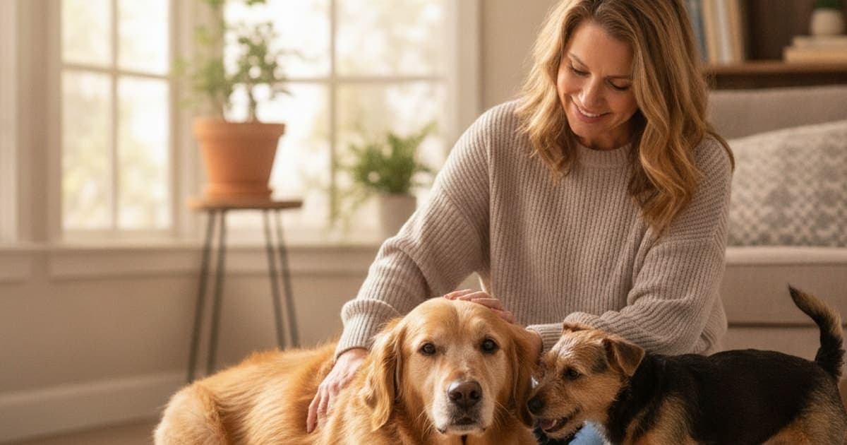 A dog being cared for at home, illustrating what can i give a dog that is stiff after resting