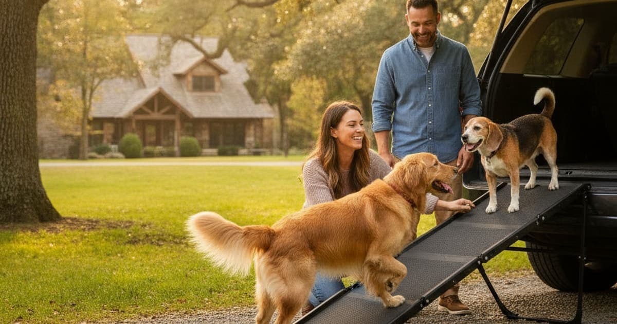 A dog being cared for at home, illustrating what can i give a dog that has trouble jumping in the car