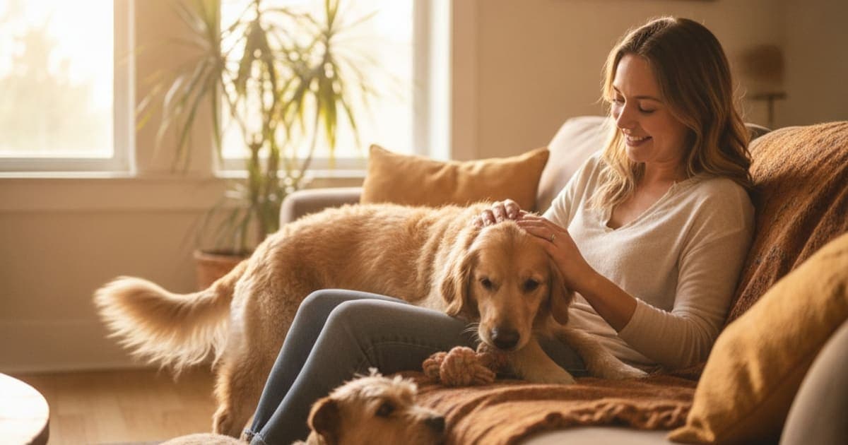 A dog being cared for at home, illustrating what can i give a dog that is whining at night? (causes)