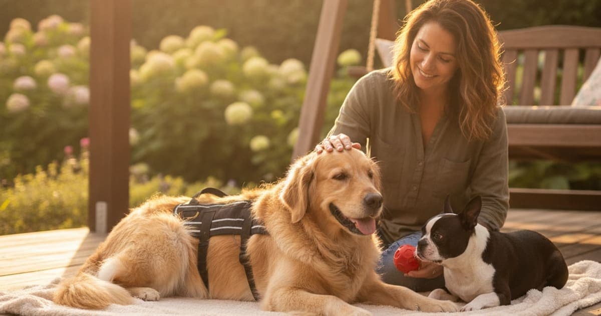 A dog being cared for at home, illustrating what helps a dog with disc herniation? (ivdd explained)
