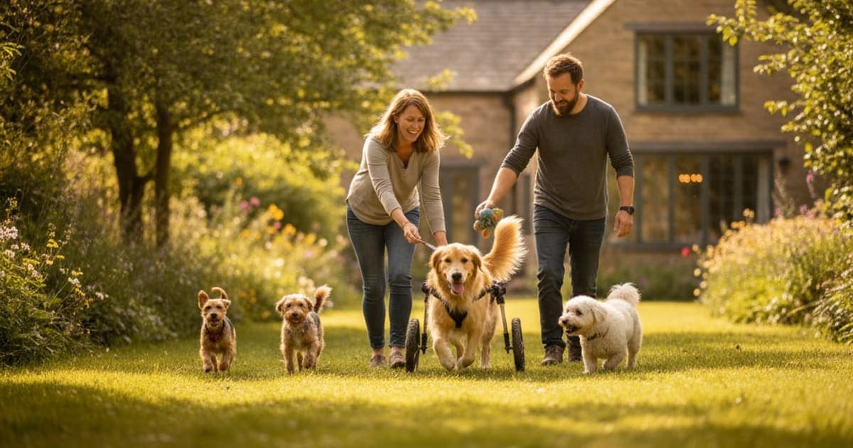 A dog being cared for at home, illustrating what helps a dog with hind end weakness? (causes & care)