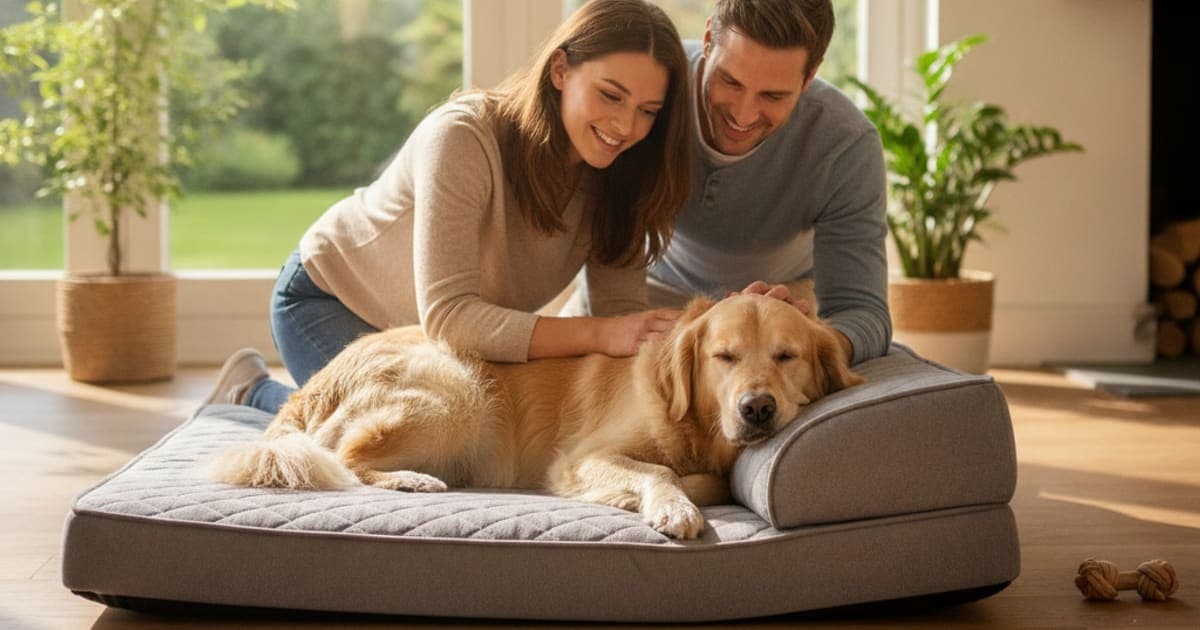A dog being cared for at home, illustrating what helps a dog with pressure sores? (care steps)