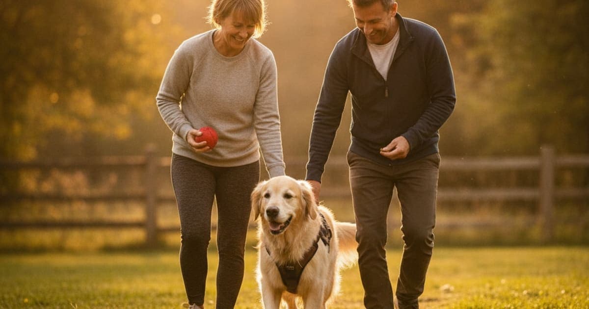 A dog being cared for at home, illustrating what helps a dog with sarcopenia? (muscle loss explained)