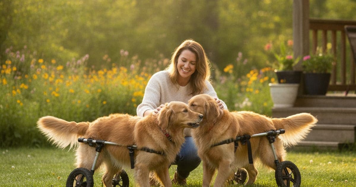 A dog being cared for at home, illustrating what helps a dog with spinal injury? (recovery explained)